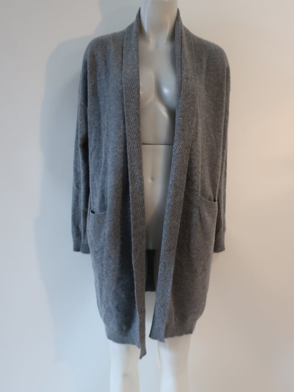 Womens Vince 100% Cashmere Gray Open Long Cardigan Sweater M
